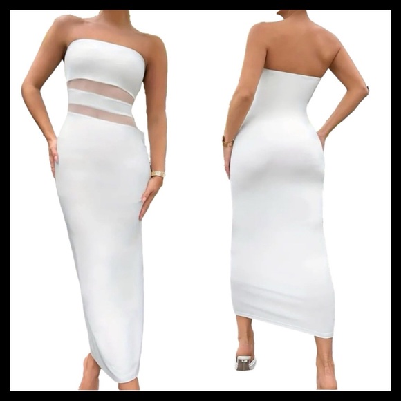 BOUTIQUE Dresses & Skirts - BOUTIQUE White Strapless Midi Dress